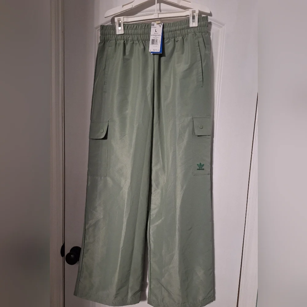 adidas Women's Sage Green Cargo Joggers - Picture 2 of 5